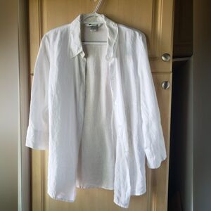 Nygard Collection 100% Linen Elegant White Women's Blouse